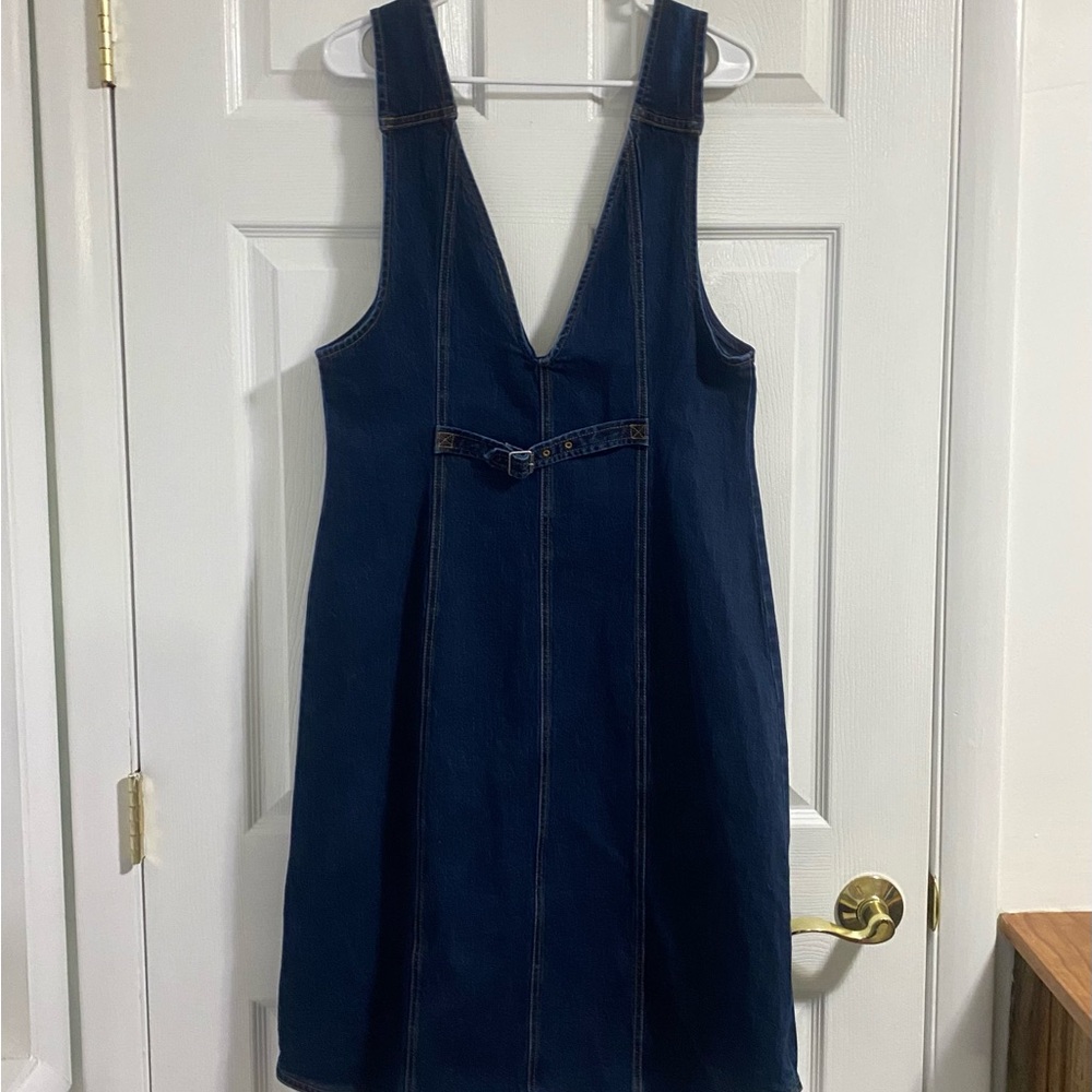 Pilcro Anthropologie Dark Wash Denim Vest Midi Dress Size 14 - Picture 7 of 10